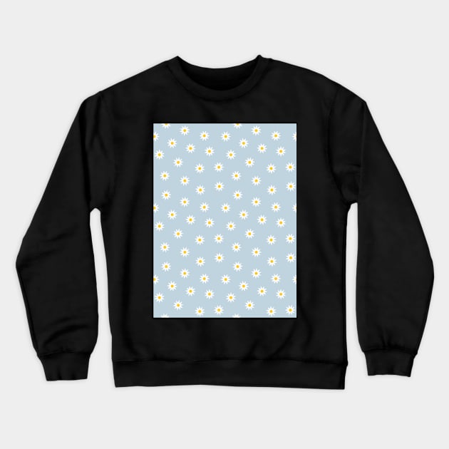 Daisy Flower Pattern, Blue Crewneck Sweatshirt by Velvet Earth